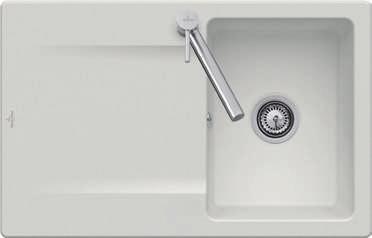 SILUET 45 The sink is reversible For surface-mounted installation Minimum width of undersink cabinet: 45 cm Steamer container 1/3 compatible with salad basket Material: TitanCeram BUILT-IN SINKS Ref.