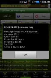 Chapter 5. RF Information of Samsung Chip 4G RACH 4G RACH screen shows RACH messages of corresponding technology.