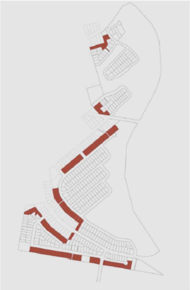 3.5.14 LOTS ADJOINING EXISTING RESIDENTIAL LOTS The following controls apply to lots identified in Figure 15. Figure 15 - Lots Adjoining Existing Streets a.