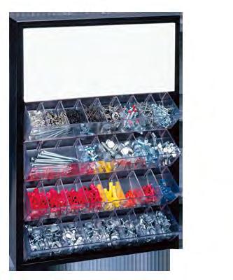 Each of the 4 durable clear plastic trays have seven adjustable dividers to make 8 total compartments per tray.