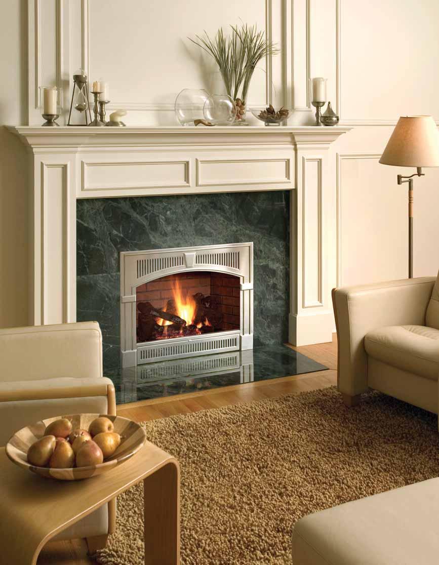 8 The Wilmington fireplace above is shown Pewter finish with the optional