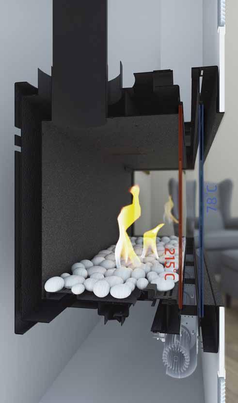 HEAT BARRIER SOLUTIONS Heat Release System Ortal s Double Glass and Screen solutions ensure that the temperature on a fireplace s outer glass layer