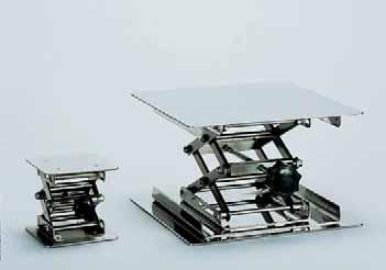 Robust construction and stable body for supporting heavy weights. Models: LAB-STEEL MINI Part No. 1001104 LAB-STEEL MEDI Part No. 1001161 Platform Dims.: 100 x 100 mm. Elevation height 55 to 155 mm.