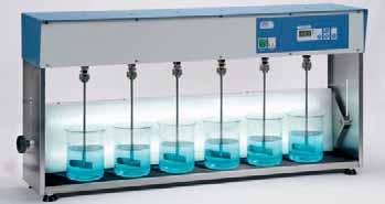 Laboratory flocculator Flocumatic FOR THE DETERMINATION OF THE NECESSARY AGENTS REQUIRED FOR SEDIMENTATION. DIGITAL ELECTRONIC CONTROL OF SPEED AND TIME FUNCTIONS.