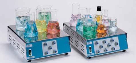Multiple position magnetic stirrers Multimatic COMMON External plate made from AISI 304 stainless steel with engraved stirrer positions. Independent stirring speed control for each position.