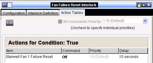 Ten seconds after Fan Failure Reset is set to true, this interlock will set Fan Failure Reset back to false.