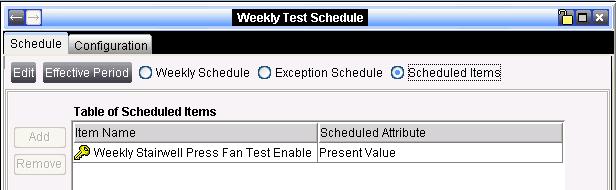 scheduled programs. Figure 28: Weekly Stairwell Pressurization Fan Test Schedule Controls Group 507 E.