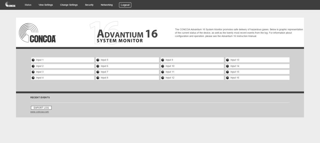 CONFIGURATION USING THE WEBSERVER The Advantium 16 is equipped with an integral web server as a means for remote monitoring and configuration of the system.