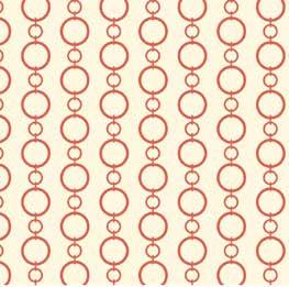 CHAIN STRIPE Interlocking circles, ranging from less than one to more than two inches, appear to be suspended before a solid colored wall.