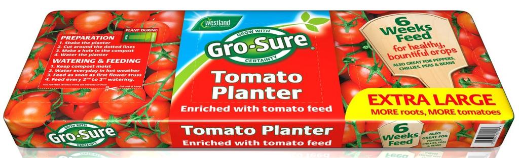 95 10400008 Gro-Sure Tomato Planter Feeds for 4-6 weeks Moisture retention formula Guaranteed to grow more tomatoes
