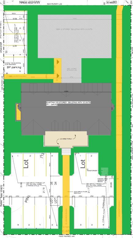 Figure 13: Pedestrian pathways are indicated in yellow and