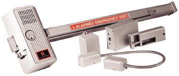 Alarm Lock Panic Exit Alarms Panic Exit Alarm 250 clapper plate exit alarm SIRENLOCK Model 250 Deadbolt and deadlatch meet UL re-latching requirements 95dB dual piezo horn Changeable 2 minute alarm
