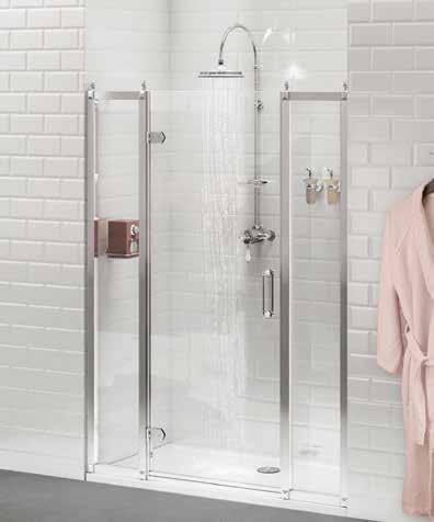 SHOWERING Hinged Doors with In-line Panels 1500mm Recessed hinged door A: Hinged door B: In-line panel B A B SHOWERING Size Adjustment min-max Enclosure Code Tray Code 1000 x 700 960-1000 BU4
