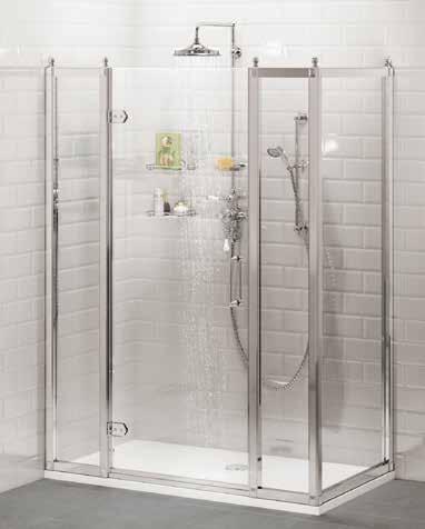 SHOWERING Hinged Doors with In-line & Side Panels 10 On all showers See website for details 1500mm Recessed hinged door A: Hinged door B: In-line panel C: Side panel C B A B Size* Adjustment min-max
