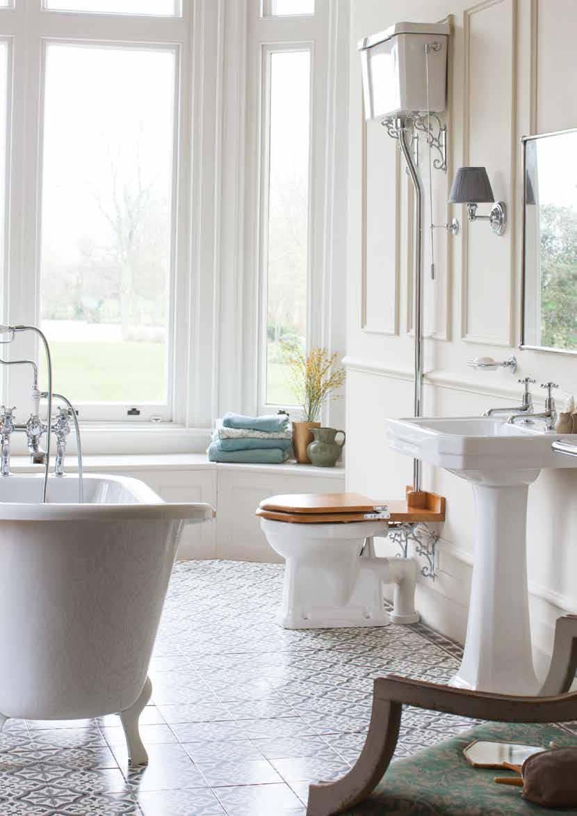 Match your exquisite Victorian basin with luxurious fittings and intricate detail with Burlington accessories and a high-level WC with ornate brackets, giving the extra wow factor to your period
