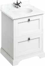 unit with drawers & Classic 65 basin for integrated waste & overflow 2 Drawer 67 58 93 - FF9W +B14 FF9S +B14 FF9O +B14 (B) Free-standing 65 vanity unit with drawers & Minerva Carrara White with