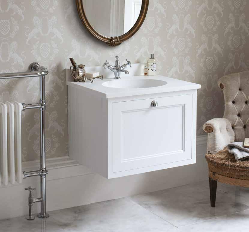 WALL HUNG FURNITURE 65 Wall Hung Units For those wishing to create the illusion of space, Burlington furniture offers a range of wall-hung basin units to keep floor space clear and make cleaning your
