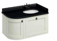 vanity unit with drawer & Minerva Carrara White with left hand vanity bowl 100 Curved wall-hung right handed vanity unit with doors & Minerva White with right handed vanity bowl 100 Curved wall-hung