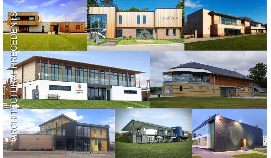 4.0 Scale and Appearance 4.1 PRECEDENTS In developing the design for the Club House precedence images were collated that used simple detailing with traditional materials.