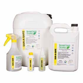 SAN-A-SAFE San-A-Safe is a sanitising product that kills 99.9% of germs and boosts positive bacteria and eliminates harmful bacteria from surfaces, water, soil and air.