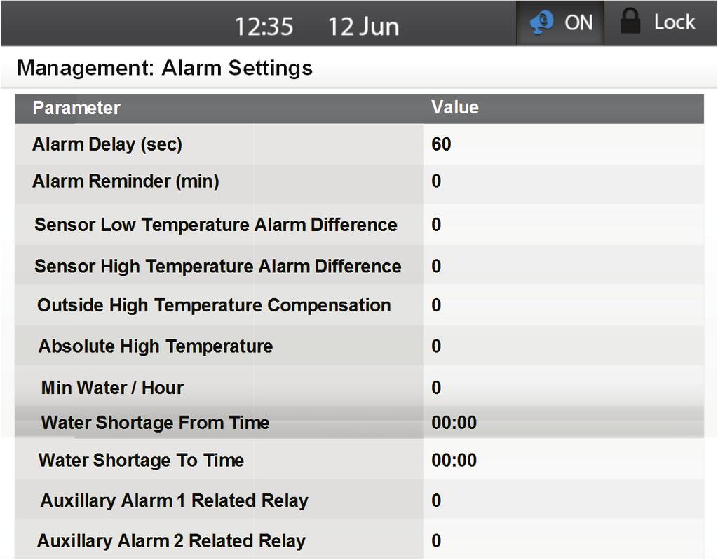16 Alarms The following sections detail: Setting the Alarm Parameters Alarm Reset When certain climatic and feed conditions in the barn do not meet user defined specifications, Element triggers an