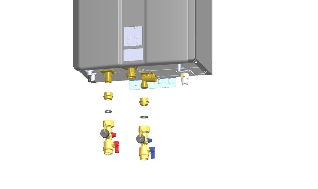 3.7 Install the Isolation Valves Isolation valves (included with water heater) provide the ability to isolate the water heater from the structure s plumbing and allow quick and easy access to flush