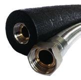 FH-750-28-1-1/4F 750mm 28mm 19mm wall PHPFH750 Pre insulated stainless braided flexible heating hose, 1-¼ BSP and 28mm compression 19mm thick PVC tough coated insulation.