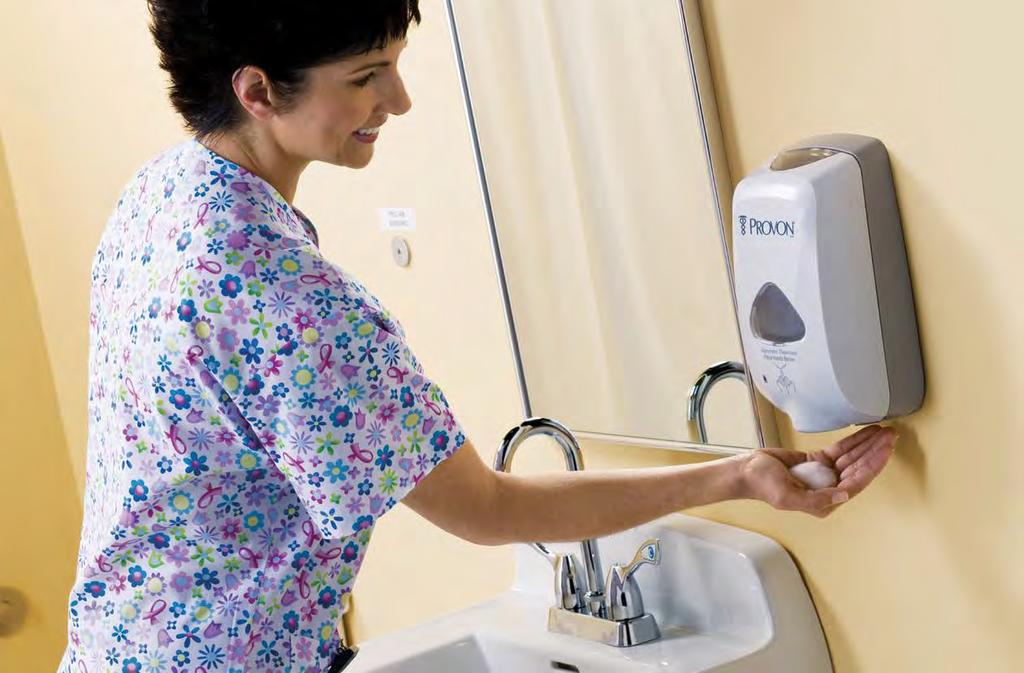 Hand care & hygiene solutions for healthcare Touchless Dispenser ADA compliant. Uses SANITARY SEALED refills to lock out germs. Portion controlled dispensing. PROVON TFX Dispenser Matte finish.