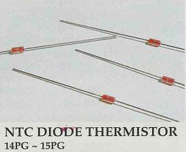 ELECTRONIC COMPONENTS NTC DIODE THERMISTOR Features As being sealed into the glass, you may use them free from care under any bad environment of having oil vapor at high temperature Due to its small