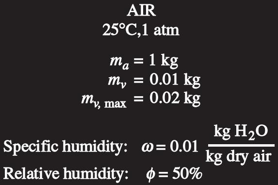 Relative humidity: The ratio of the amount of moisture the air holds (m v ) to the maximum amount of moisture the air can