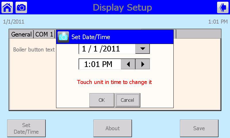 The system will present the Setup screen. Menu 14. Date and Time 5. Use the arrows to change the date and time, and then press the OK button.