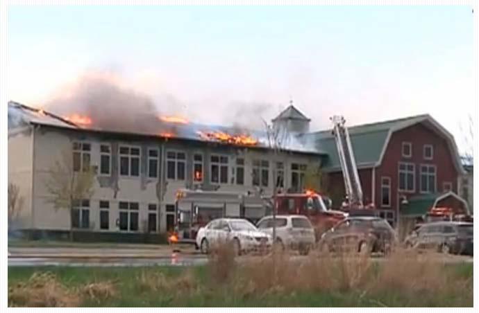 Fires Associated with PV Arrays May 2013: LaFarge, WI Green building with