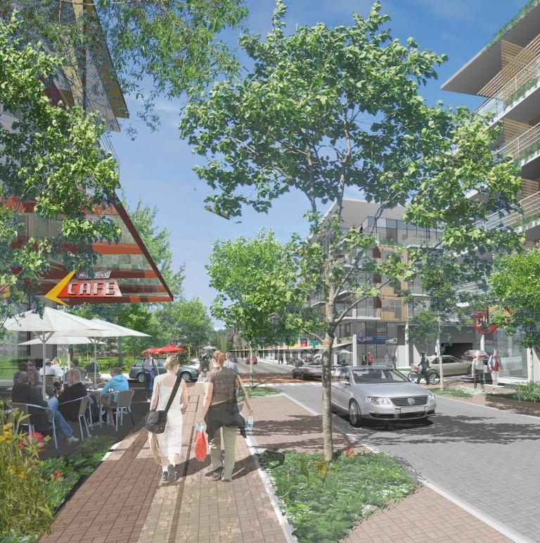 Fig. 3.8 Westhills Village Centre conceptual streetscape rendering 4.