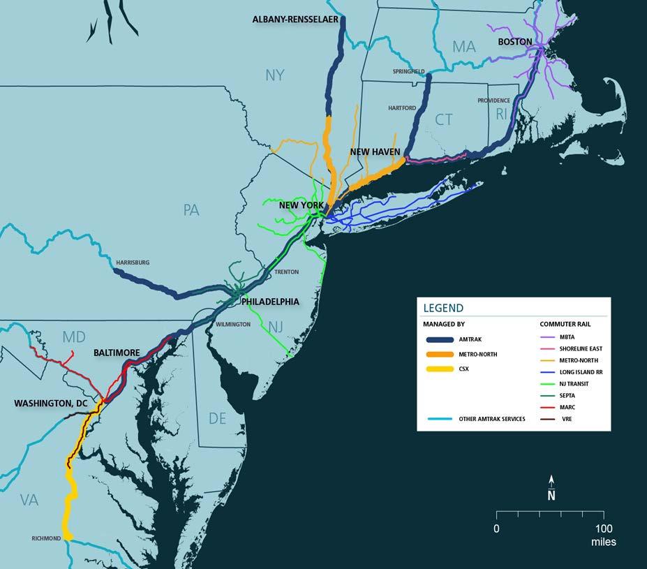 Northeast Corridor Overview THE NORTHEAST CORRIDOR: CRITICAL AND COMPLEX OPERATIONS 899 total route miles Carries intercity