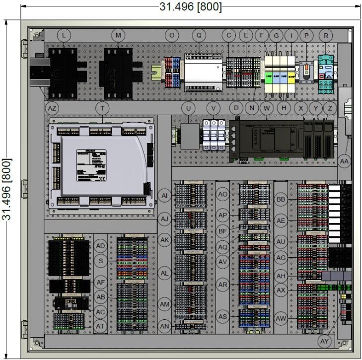 Internal Panel Parts Descriptions (continued) 32 x 32 x 10 Combustion Enclosure TS-CEx22-xE8x-x22-XXXX TS Series A- N/A B- N/A C- 120 VAC H1 power distribution terminals D- 120 VAC H2 power
