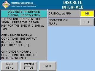 Figure 16-1: Discrete Interface Screen Table 16-2: Discrete Interface Settings SETTING NAME