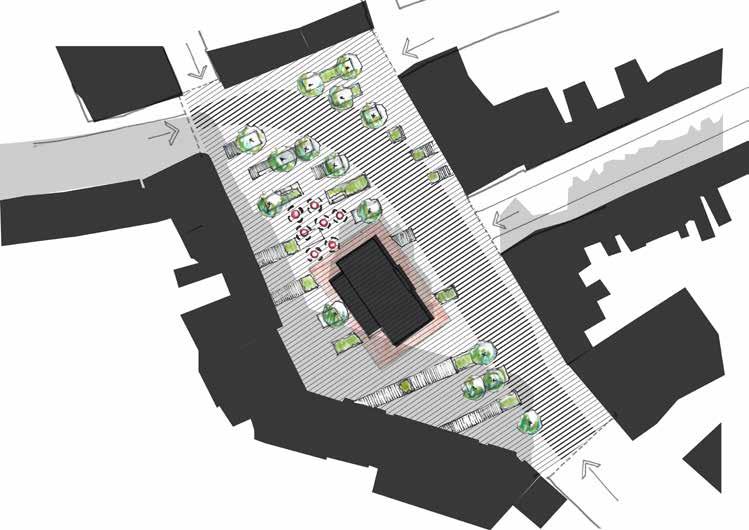 Ringsend Library Plaza - Focus Area 1 Existing Road Elevated Island Loading Bay & Parking Carriageway narrowed & alignment altered Pedestrian Links Level changes dealt with adjacent to Library