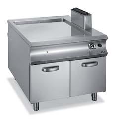 MODEL Plate Smooth Lined Chromed External dimensions Hotplate Burners 9 kw Electric elements 6 kw Tot. Supply Weight (Kg) ON OPEN CABINET GFTA911 L/LC 90x110x85 83x70.