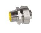 Made of strong, corrosionresistant 304 stainless steel for long, dependable service Available in straight and 90 degree configurations, and ½" through 2" trade sizes Tapered threaded male hub - NPT