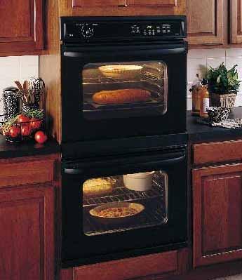 30" Built-In Double Oven JTP27BA Black on black Sure Grip designer-style handles Six embossed rack positions (both ovens) UPPER OVEN Extra-large self-cleaning oven with Delay Clean option SmartSet