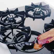 On most gas cooktops, the burners are sealed to the cooktop to help contain spills. Clean-up is simply a matter of wiping the burner wells with a damp sponge.