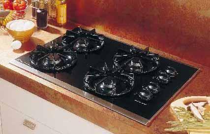 Profile Performance Series 30" Built-In Gas Cooktop JGP930SEA Stainless steel Tempered glass cooktop Deluxe cast