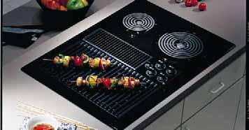 BUILT-IN COOKTOPS: DOWNDRAFT ELECTRIC SELECT-TOP MODULAR These models include Infinite heat rotary controls Powerful downdraft venting system Heating element ON indicator light Note: bold = feature