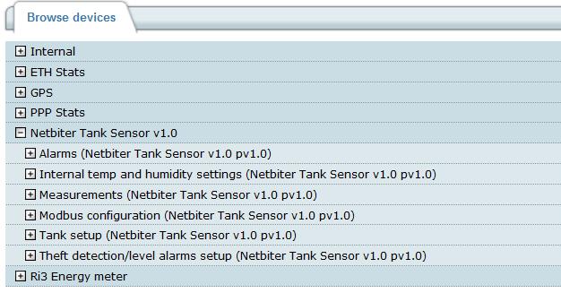 5.3 Configure Tank Parameters After the has been added to a field system at Netbiter Argos, all the configurable parameters will be available for configuration.