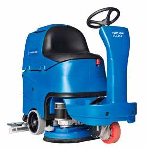 SCRUBTEC R4 - Ride-On Scrubber Dryers The inboard parabolic squeegee perfectly covers the scrubbing track without leaving traces Ergonomic seat and steering wheel Patented automatic speed control