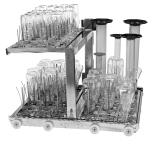 1 1/2- AND S Injection Spray Carts with 1 1/2 or 2 levels for the direct cleaning of various types of laboratory glassware. NOTE: Removable cassettes, holders and injectors located on opposite page.