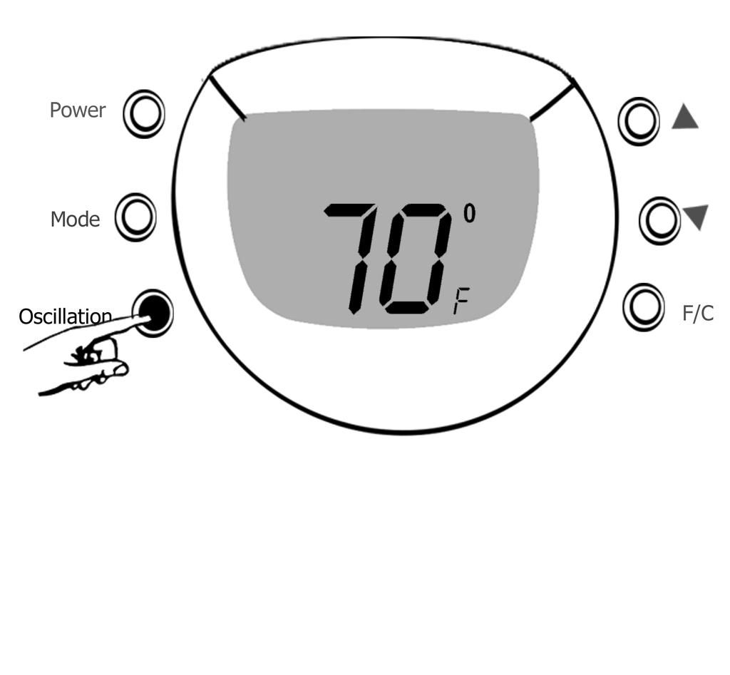 OSCILLATION POWER: High Power Low Power The Oscillation feature functions in any power or mode setting. Press the Oscillation button to toggle this feature on and off.
