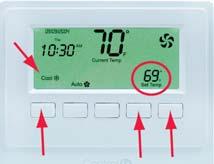 View or Change Temperature using Wireless Thermostat 1 Press Button 1 to toggle between Cool or Heat icons that appear above Button 1.