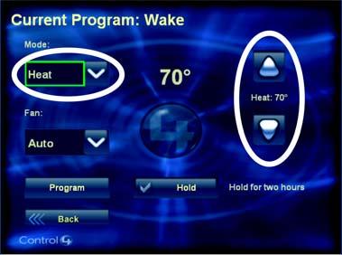 Main Navigator Screen Options on Menu or Bar 3 From the Thermostat screen,