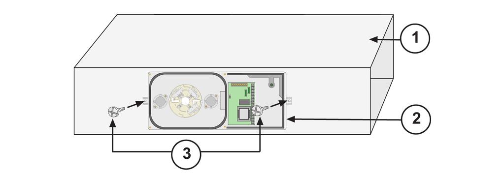 Duct smoke housings, 4-wire Mounting en 11 Figure 3.9: Mounting the housing 1 Duct 2 Housing 3 Machine screws (supplied) 8.